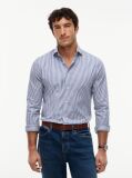 Blue Smart Casual Slim Fit Stripe Shirt  Men