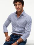 Blue Smart Casual Slim Fit Stripe Shirt  Men