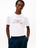 White Logo Embroidery Crew Neck T-Shirt  Men