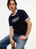 Μπλε Άνετο Βαμβακερό T-Shirt  Άνδρες