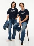 Μπλε Άνετο Βαμβακερό T-Shirt  Άνδρες