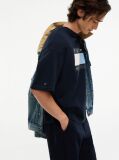 Μπλε Άνετο Ξεθωριασμένο T-Shirt  Άνδρες