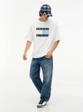 Μπεζ Άνετο Ξεθωριασμένο T-Shirt  Άνδρες