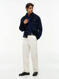 Blue Regular Waffle Long Sleeve Polo Shirt  Men