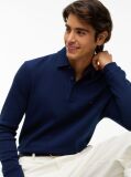 Blue Regular Waffle Long Sleeve Polo Shirt  Men