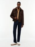 Brown Regular Waffle Long Sleeve Polo Shirt  Men