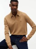 Brown Regular Waffle Long Sleeve Polo Shirt  Men