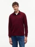 Red Regular Waffle Long Sleeve Polo Shirt  Men