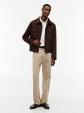 Beige Regular Waffle Long Sleeve Polo Shirt  Men