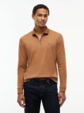 Brown Fluid Cotton Long Sleeve Polo Shirt  Men