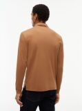 Brown Fluid Cotton Long Sleeve Polo Shirt  Men