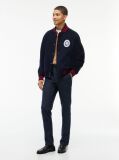 Blue Denton Brushed Marl Straight Chinos  Men