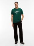 Green Contrast Logo Crew Neck Jersey T-Shirt  Men