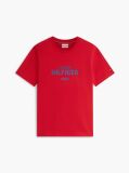 Κόκκινο Βαμβακερό T-Shirt Με Κλασική Λαιμόκοψη Και Λογότυπο Σε Αντίθεση  Άνδρες