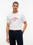 White Contrast Logo Crew Neck Jersey T-Shirt  Men