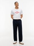 White Contrast Logo Crew Neck Jersey T-Shirt  Men