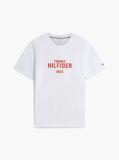 White Contrast Logo Crew Neck Jersey T-Shirt  Men