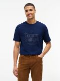 Μπλε Βαμβακερό T-Shirt Με Tonal Σχέδιο  Άνδρες