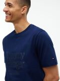 Μπλε Βαμβακερό T-Shirt Με Tonal Σχέδιο  Άνδρες