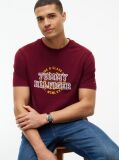 Κόκκινο Βαμβακερό T-Shirt Με Varsity Λογότυπο  Άνδρες