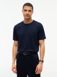 Blue Embossed Logo Interlock Knit T-Shirt  Men