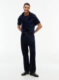 Blue Embossed Logo Interlock Knit T-Shirt  Men