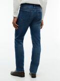 Blue Denton Slim Straight Whiskered Jeans  Men