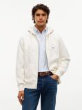 Beige Flag Embroidery Fleece Zip-Thru Hoody  Men