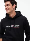 Black Logo Fleece Drawstring Hoody  Men