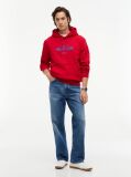 Κόκκινο Fleece Hoody Με Κεντητό Λογότυπο  Άνδρες