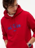 Κόκκινο Fleece Hoody Με Κεντητό Λογότυπο  Άνδρες