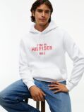 White Logo Embroidery Fleece Hoody  Men