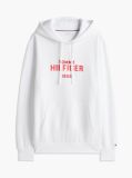 White Logo Embroidery Fleece Hoody  Men