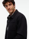 Black Mixed Texture Relaxed Chore Jacket  Men