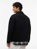 Black Mixed Texture Relaxed Chore Jacket  Men