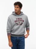 Grey Varsity Logo Embroidery Relaxed Hoody  Men