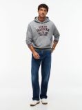 Grey Varsity Logo Embroidery Relaxed Hoody  Men