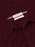 Red Pure Wool Cable Knit Rugby Jumper  Men