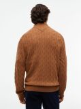 Brown Lambswool Zip-Thru Cable Knit Jumper  Men