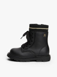 Black Knit Cuff Cleat Ankle Boots  Girls