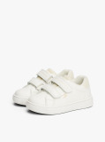 White Glitter Flag Hook And Loop Trainers  Girls