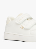 White Glitter Flag Hook And Loop Trainers  Girls