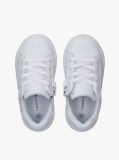 White Shimmering Lace Up Low Cut Sneakers  Girls