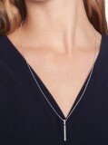 Silver Linear Logo Necklace  Women