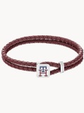 Multi TH Monogram Burgundy Leather Bracelet  Men