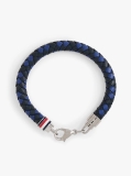 Blue Blue Braided Leather Bracelet  Men