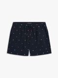 Blue Embroidery Mid Length Swim Trunks  Men