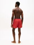 Red Double Waistband Mid Length Swim Shorts  Men