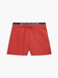 Red Double Waistband Mid Length Swim Shorts  Men