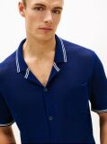 Blue Open Knit Short Sleeve Lounge Shirt  Men